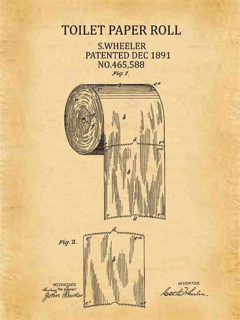 Toilet Paper Roll Patent Drawing A Poster Art Print Black