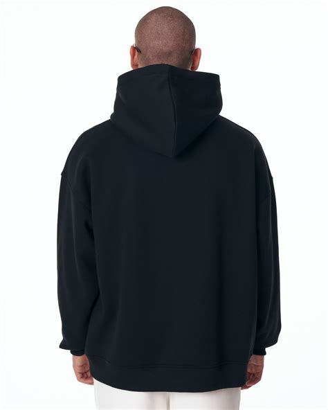 Mens Oversized Signature Detail Black Cordless Hoodie Martin Valen