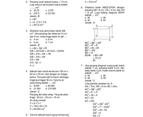 Soal Matematika Kelas 6 Bangun Ruang Gabungan Catatan Tkj