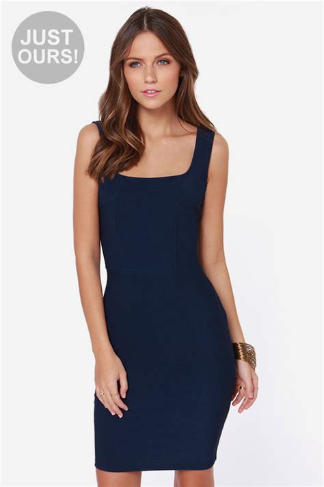 Pretty Navy Blue Dress Cocktail Dress Bodycon Dress 3800 Lulus