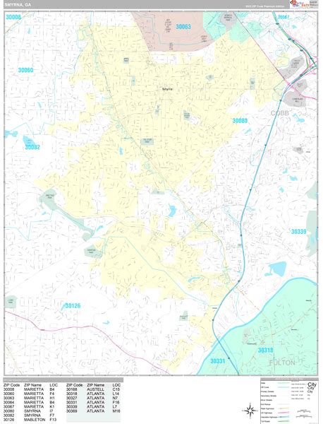 Smyrna Georgia Wall Map Premium Style By Marketmaps