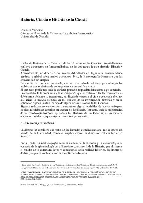 Pdf Historia Ciencia E Historia De La Ciencia