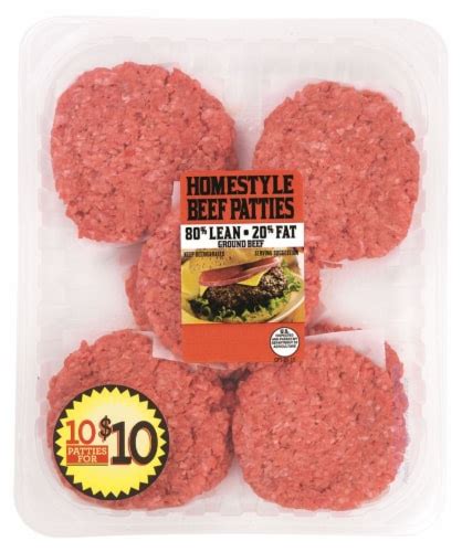 Kroger® Homestyle 80 20 Ground Beef Patties 10 Ct 2 5 Oz Fry’s Food Stores