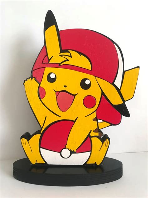 Pikachu Figura De Madera Pokemon Artesanum