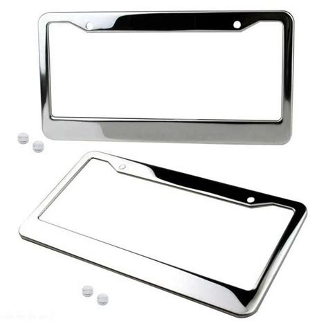 2pcs Stainless Steel Car License Plate Frame Tag Covers Chrome Decor