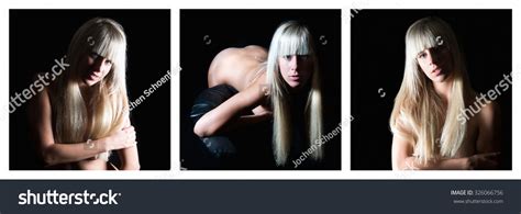 Three Photos Attractive Nude Model Front Stock Photo Shutterstock
