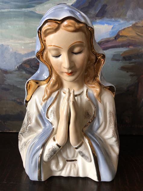 Vintage Xl Virgin Mary Head Vase Vintage Virgin Mary Planter Etsy