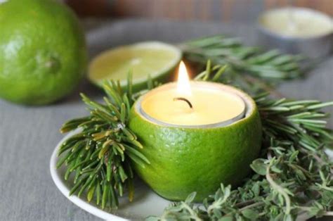 Cómo hacer velas aromáticas caseras de limón y romero Adornos de mesa