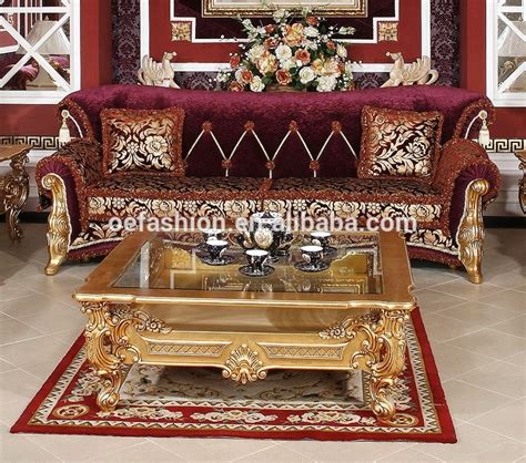 OE FASHION Luxury Arab Style Wooden Carving 3 Seater Fabric Sofa View