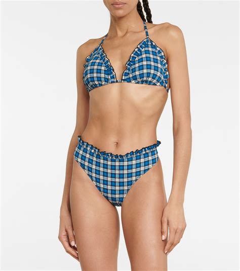 Ganni Checked Low Rise Bikini Bottoms GANNI