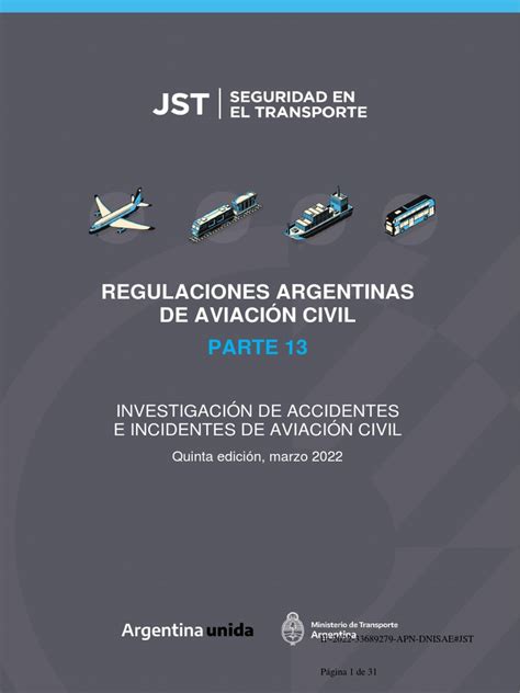 Raac Parte 13 Investigación De Accidentes E Incidentes De Aviación