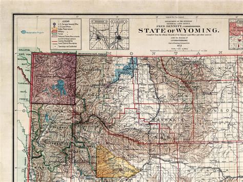 Vintage Map of Wyoming Old Wyoming Map Wyoming Home Decor - Etsy