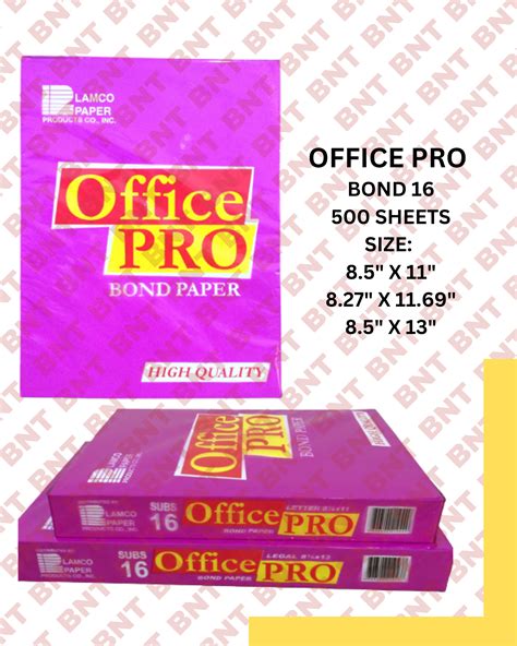 OFFICE PRO Bond Paper 500pcs Substance 16 SHORT A4 LONG 500SHEETS