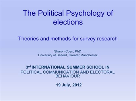 The Political Psychology Of Elections