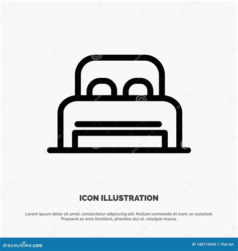 Bed Sleep Room Hotel Vector Line Icon Stock Vector Illustration Of