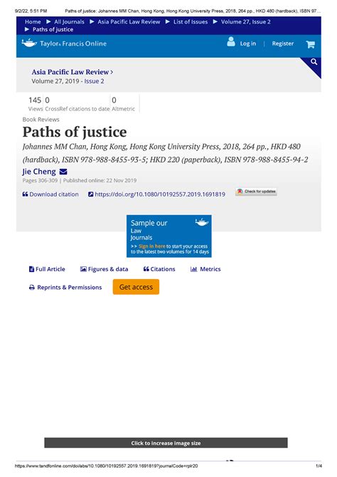 Chan Jmm 2018 Paths Of Justice Book Rev Volume 27 2019 Issue 2