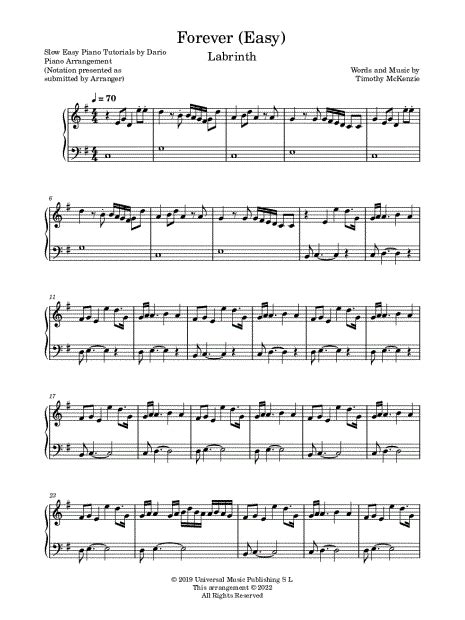 Dario D Aversa Forever Slow Easy Piano Tutorial Sheet Music Piano