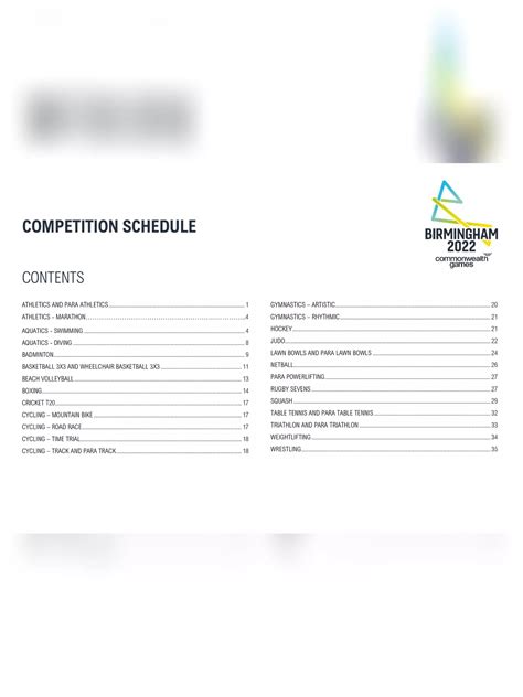 Commonwealth Games 2022 Schedule India Pdf Instapdf