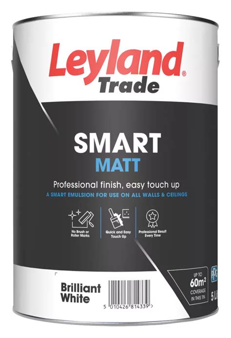 Leyland Trade Smart Ltr Brilliant White Matt Emulsion Paint Screwfix