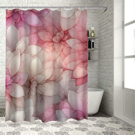 Lzatpd Pastel Shower Curtain Soft Pink Flower Petals Watercolor