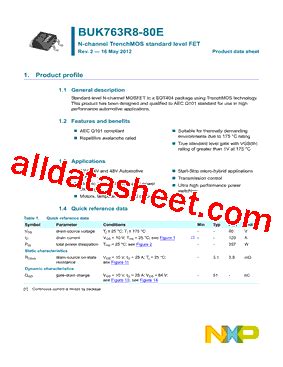 BUK763R8 80E 15 Datasheet PDF NXP Semiconductors