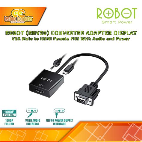 Jual Robot Converter Adapter Vga Male To Hdmi Female Fhd With Audio And