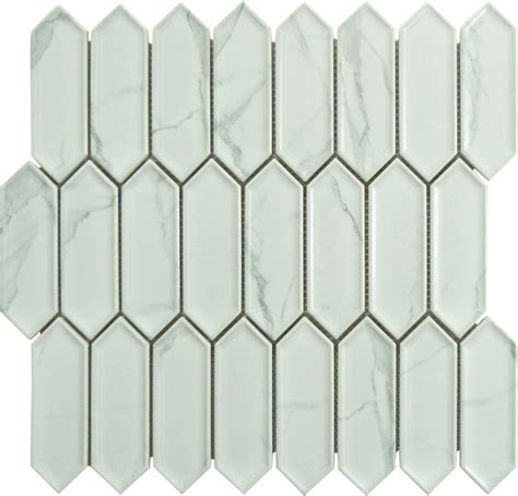 Decko Decoratif White Elongated Hexagon Tile Dek3507