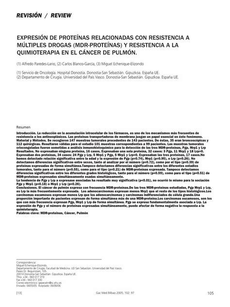 PDF Expresión de proteínas relacionadas con resistencia a Múltiples