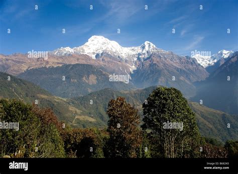 Annapurna Süd und Hiunchuli Berg von oben Ghandruk Dorf im Annapurna