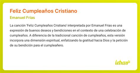 Significado De La Canción Feliz CumpleaÑos Cristiano Emanuel Frias