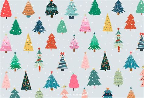 30+ Christmas Aesthetic Wallpapers: Colorful Christmas Trees