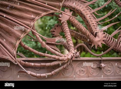 Detail of the wrought iron fence in the Güell Pavilions a work by