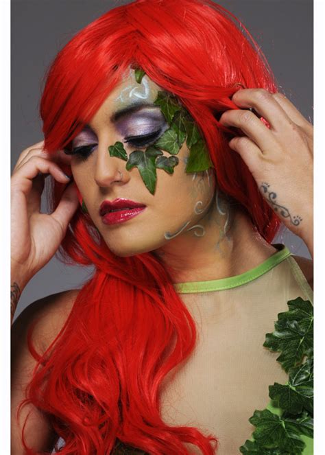 Womens Long Bright Red Poison Ivy Style Wig