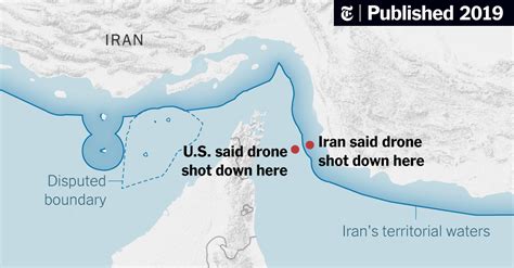 Map: U.S. and Iran Dispute Where Drone Was Shot Down - The New York Times