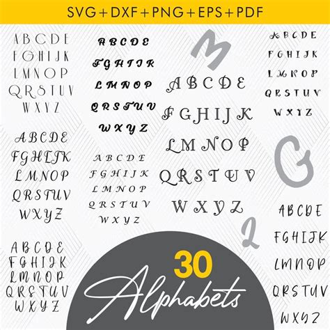 Alphabets Svg Bundle Alphabets Clipart Alphabets Cut Files For Cricut