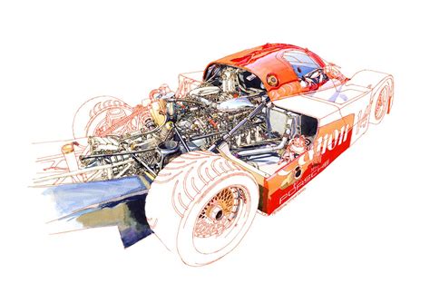 1984 Porsche 956 Canon Automotive Art Illustrations Auto Racing Art