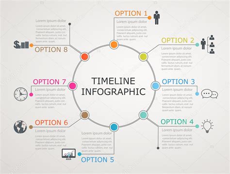 Línea de tiempo circular plantilla de infografías con estructura