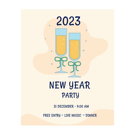 New Year's Eve party invitation with glasses. Vector illustration ...