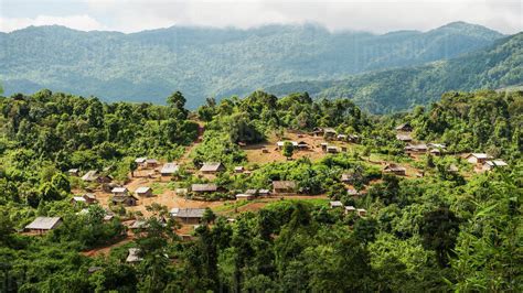 Mountain Hmong Hill Tribe Village Luang Namtha Laos Stock Photo