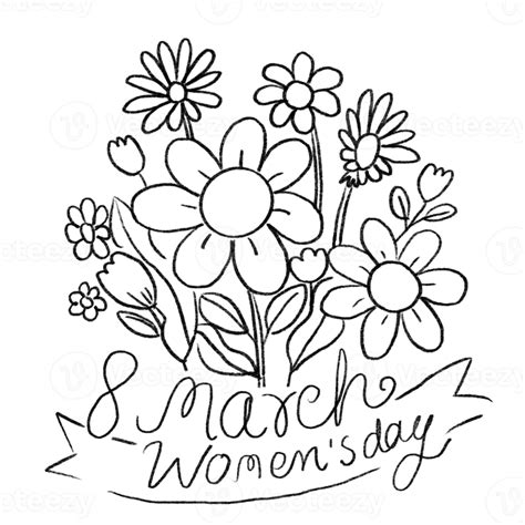 Doodle Flowers Women Day 18921153 Png