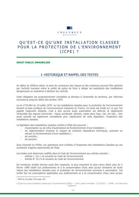 PDF QUES T CE QUUNE INSTALLATI ON CLASSEE Quest Ce Quune