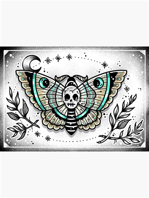 Skull Moth Cute Traditional Tattoo Flash Poster For Sale By Ellamobbs