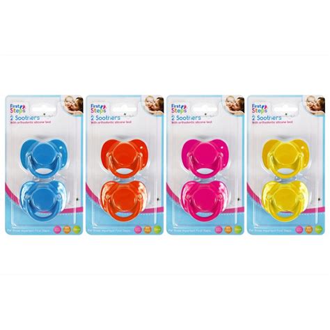 Pack Of 2 Orthodontic Silicone Baby Soothers 4 Col