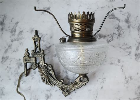 Antique Cast Iron Wall Oil Lamp Converted To Electric Etsy