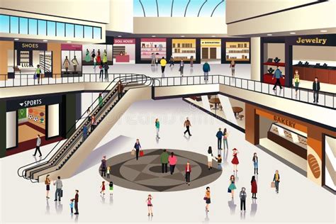 Shopping mall stock vector. Illustration of people, hall - 40014708