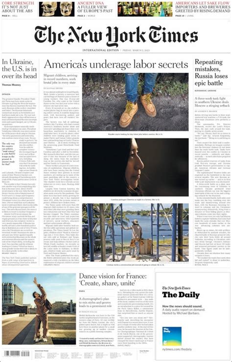 Journal International New York Times Europe Les Unes Des Journaux De