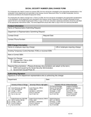 Fillable Online Social Security Number Ssn Change Form Fax Email