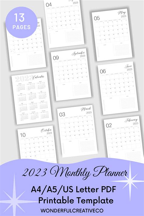 Printable 2023 monthly planner – Artofit