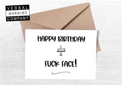 Happy Birthday Fuck Face Greeting Card Funny Humour Swearing Rude Etsy