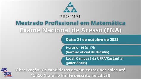 ProfMat Castanhal Exame Nacional de Acesso será realizado neste sábado